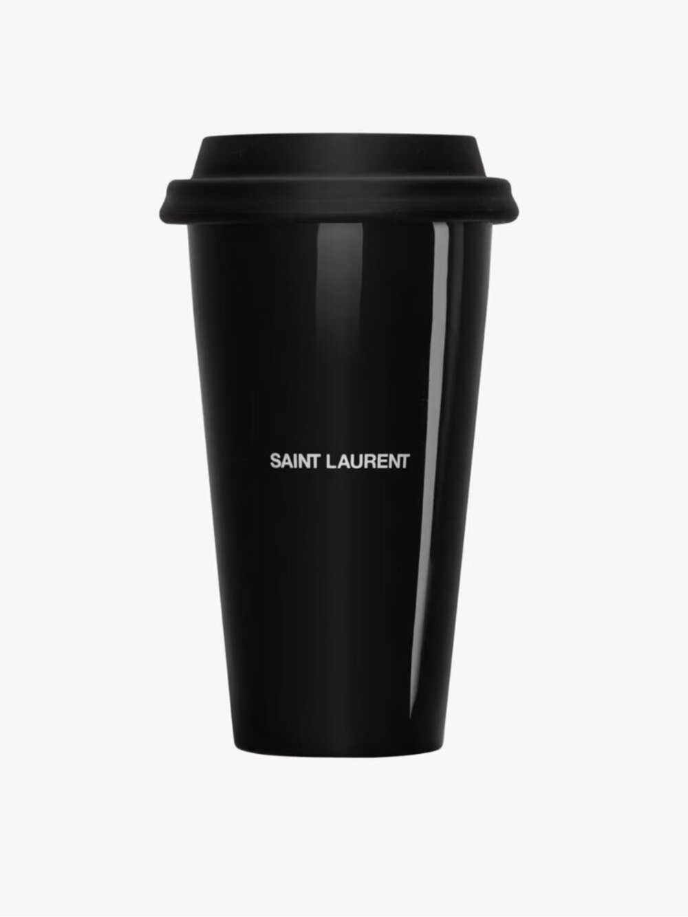 Saint Laurent YSL Signature Ceramic Travel Coffee Cup in Black